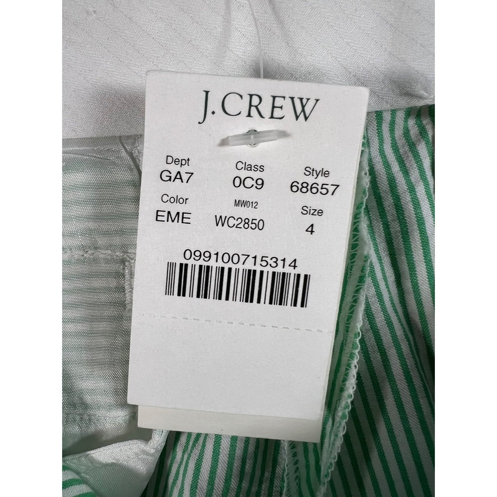 J Crew Seersucker Pants Womens 4 30x31.5 Green Striped Mid Rise Favorite Fit NWT - Picture 10 of 12